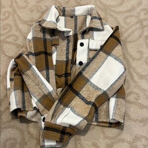 Plaid Kids Shirt in Brown and White